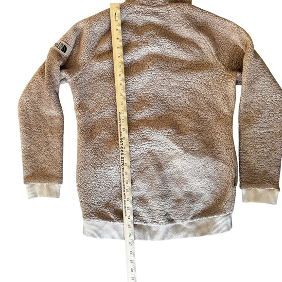 The North Face women’s light mauve fuzzy Sherpa hoodie zip jacket Sz S - Picture 5 of 7